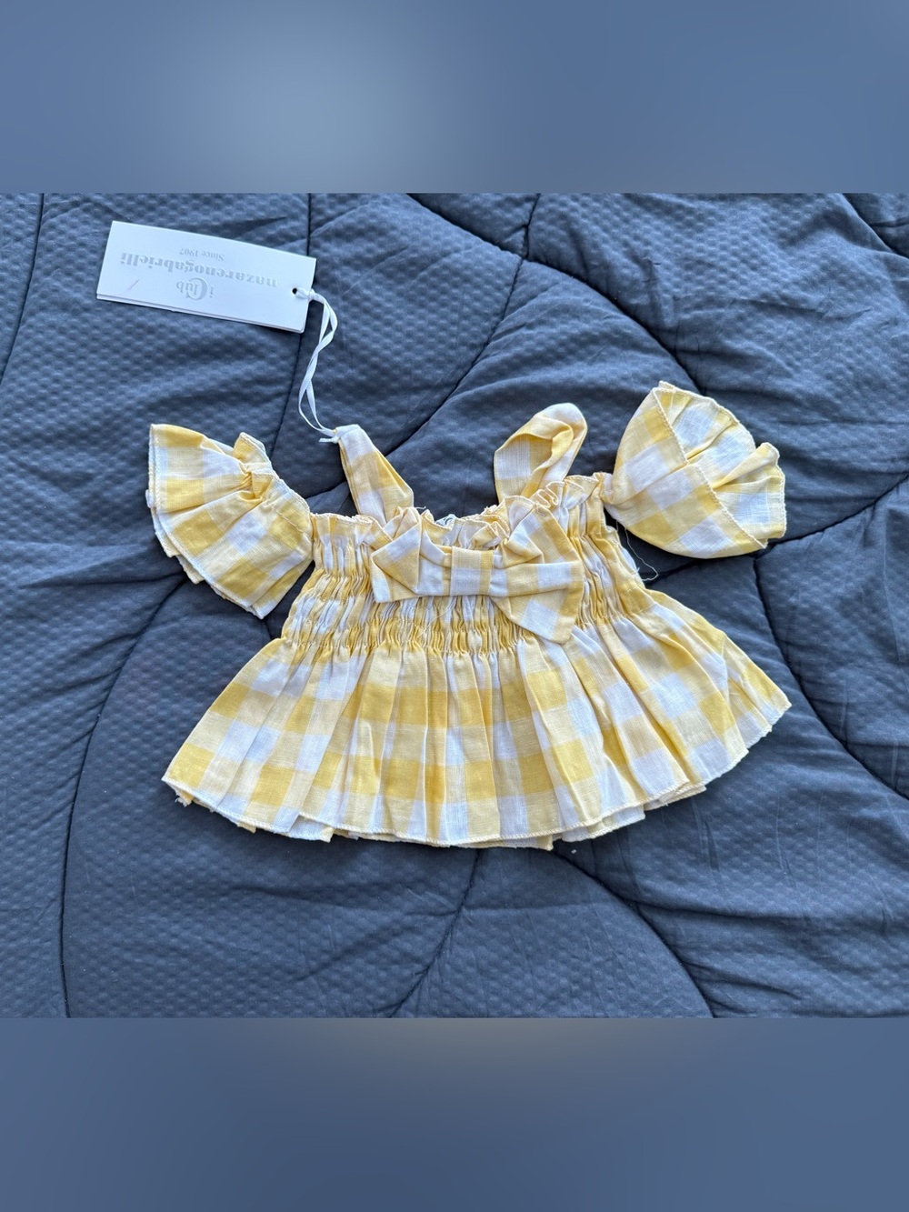 NWT yellow & white gingham top with ruffle cold- BABY/toddler - size 12 months